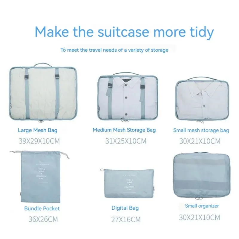 Rilibegan Polyester Travel Storage Bag Set Foldable Toiletry Bag Clothing Storage Cinching Travel
