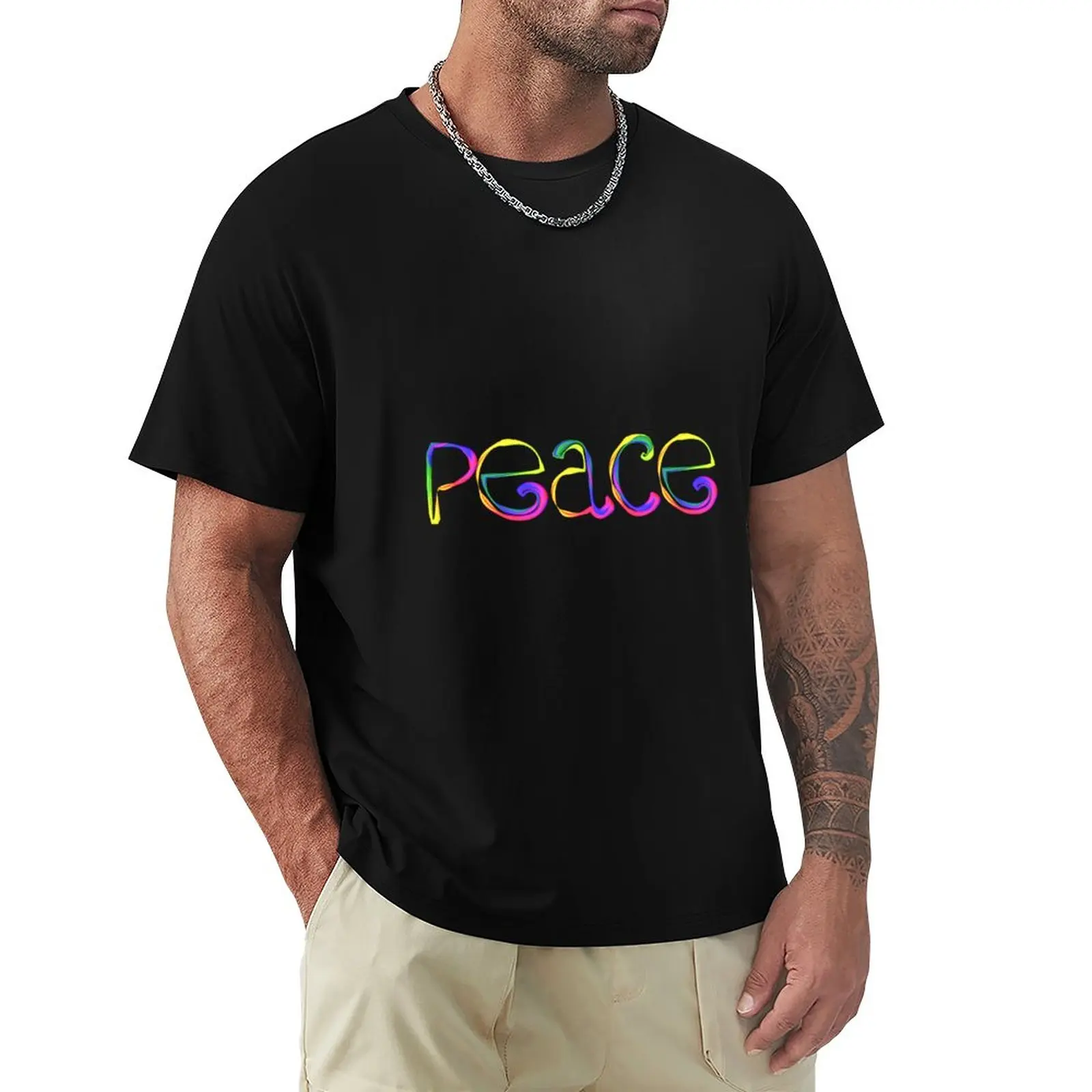 

Peace Rainbow Lettering T-Shirt aesthetic clothes blanks Aesthetic clothing mens t shirts pack