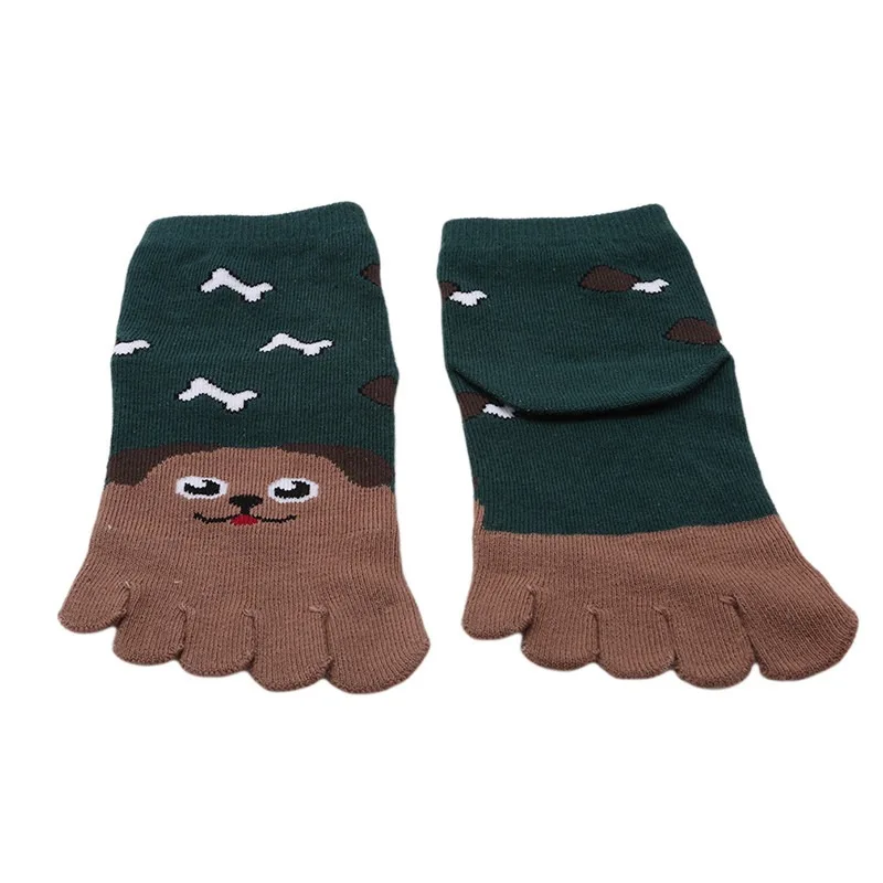 Calcetines de algodón con cinco dedos para niños y niñas, calcetín de algodón con estampado de animales, estilo Kawaii, para año nuevo