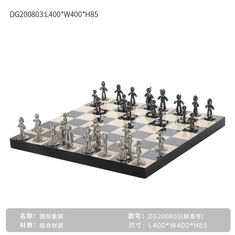 고급 대리석 체크 무늬 국제 체스 보드 장식, 홈 모델 룸, 거실 장식, 체스 조각