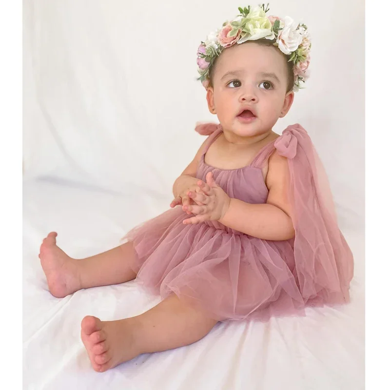 Summer Baby Girls Lace Bodysuit Party Dress