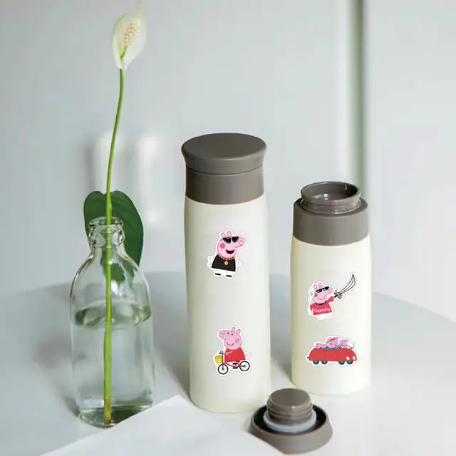 Autocollant Peppa Pig pour enfants, 50 pièces, dessin animé doodle, boîte à stylos, bouteille d'eau, sac de réfrigérateur, décoration murale, petit cadeau 5