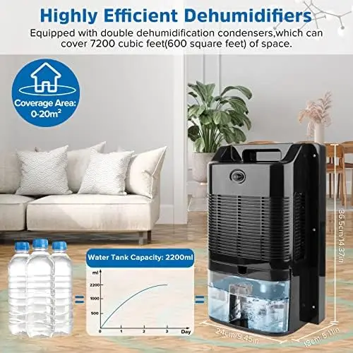 

for Home with Remote Control, Quiet Dehumidifier with Drain Hose & Auto Shut Off, 7200 Cubic Feet Portable Dehumidifiers for