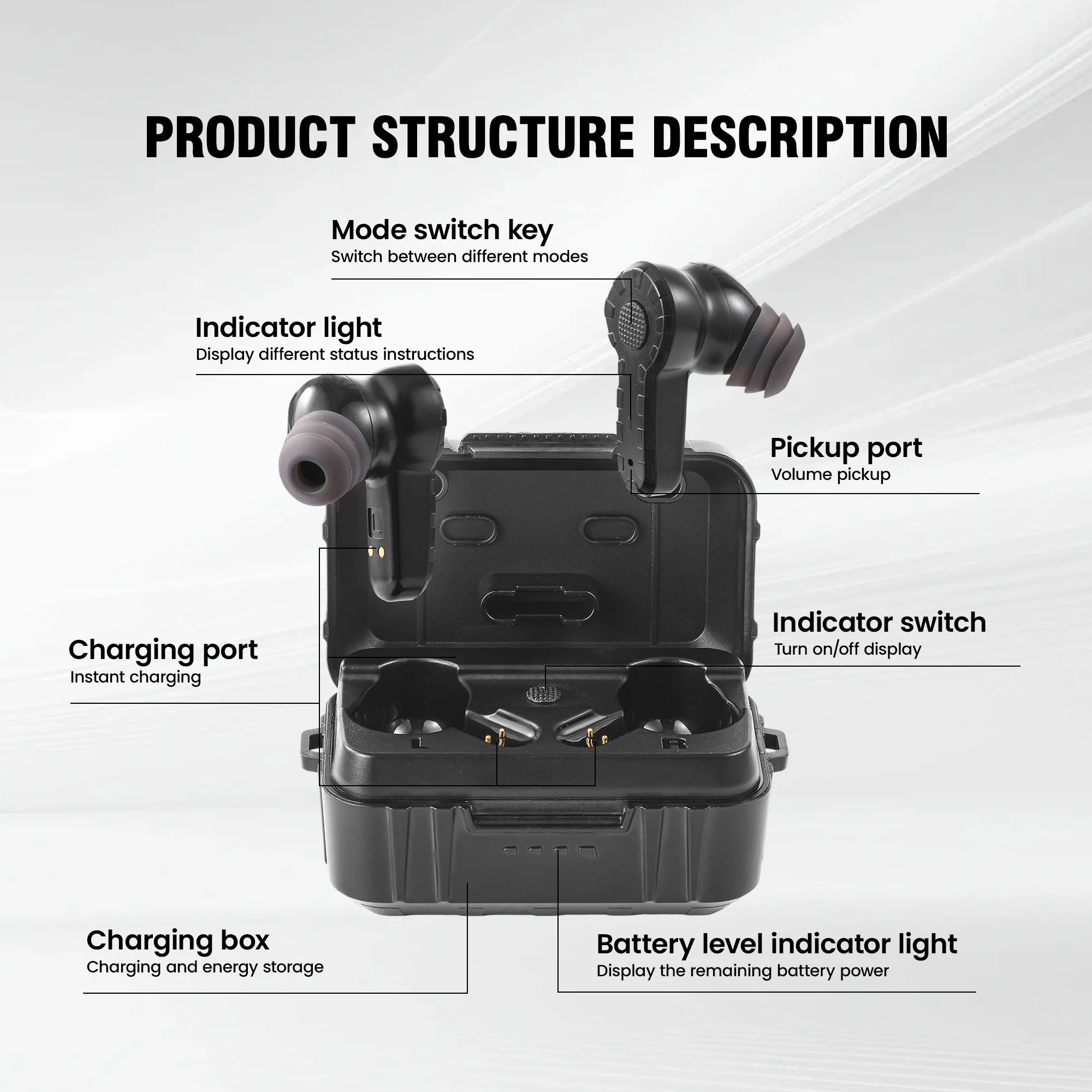ARM NEXT tactical headset  anti-noise earplugs noise-cancelling for shooting hearing protection NRR27dB view 2