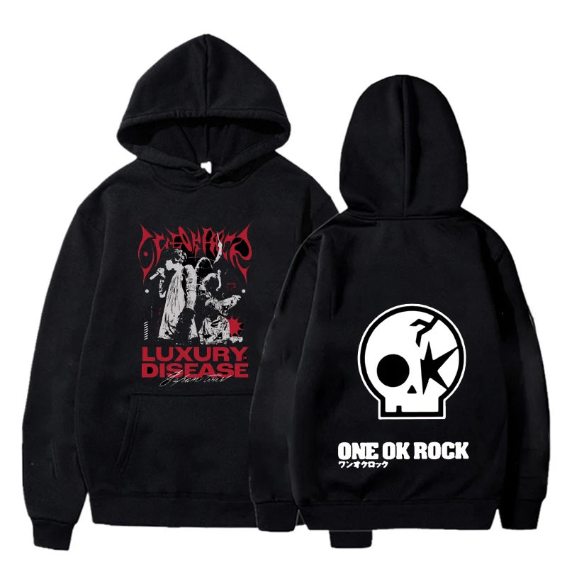 

Rock Band ONE OK ROCK Hooded Pullover Black Sweatshirt Hoodes Japan Rock Bands Hoodies Harajuku Outerwea Streetwear Hoodie