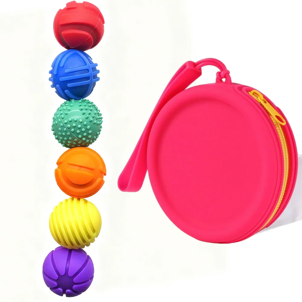 6/12pcs Magnetic Stress Relief Silicone Ball Educational Sensory Stress Relief Ball Textured Surface with Magnetic Toy Function