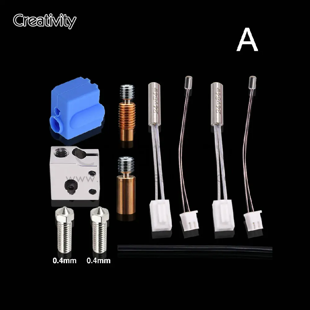 Volcano Silicone Sock Nozzle Heating Block Throat Heat Pipe and Thermistor Extruder SidewinderX1 Genius 3dprinter part db 3d printer part original flsun v400 hotend nozzle v6 moudule extruder part brass screw throat heat block 3d printer head part