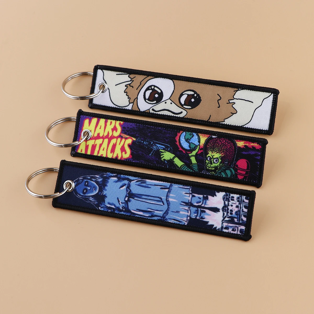 Halloween Horror Movie Embroidered Keys Tag Keychains for Women Keyring