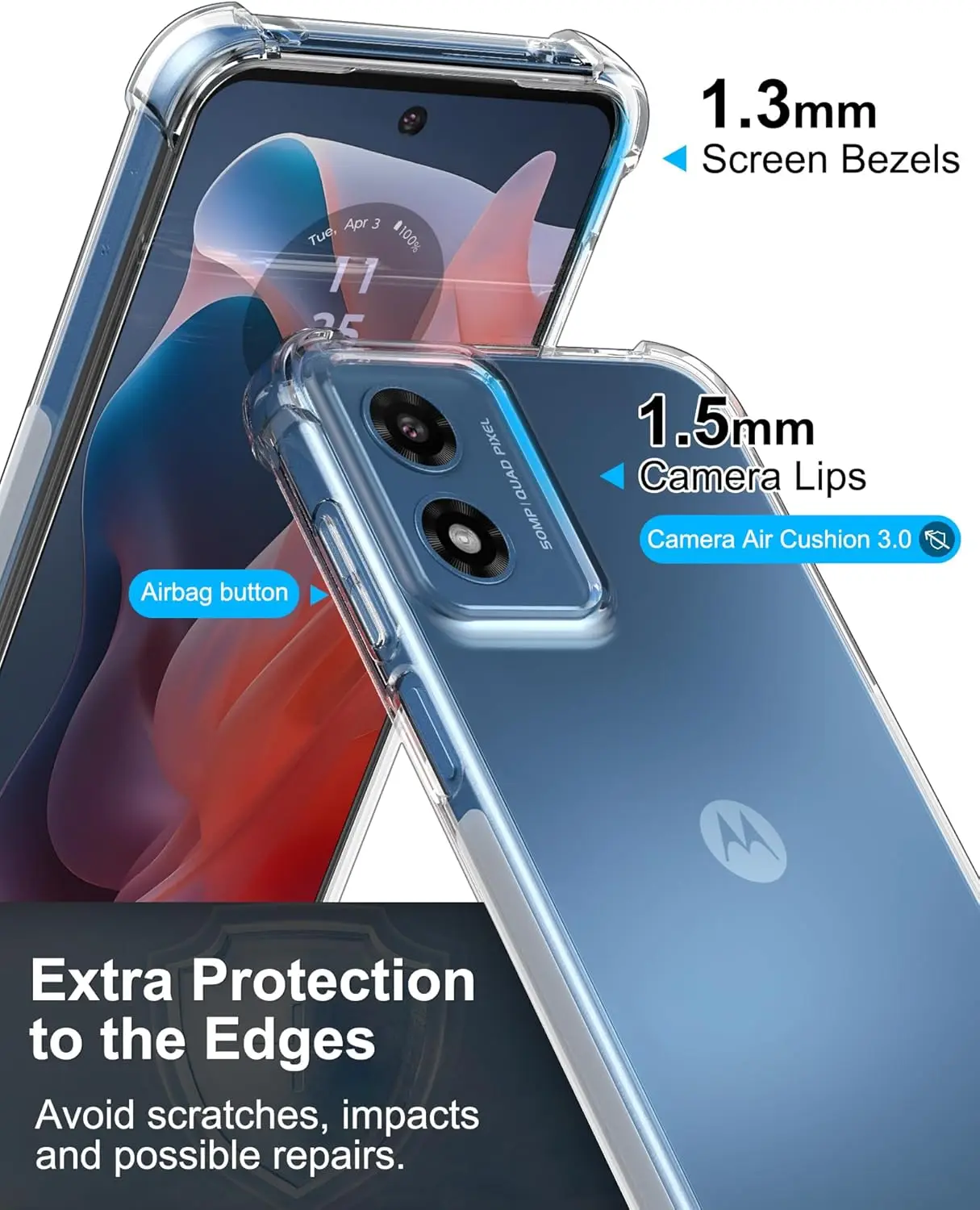 Crystal Clear Anti-Slip Shockproof TPU Case for Moto G Play 2024 – Durable Flexible Soft Cover