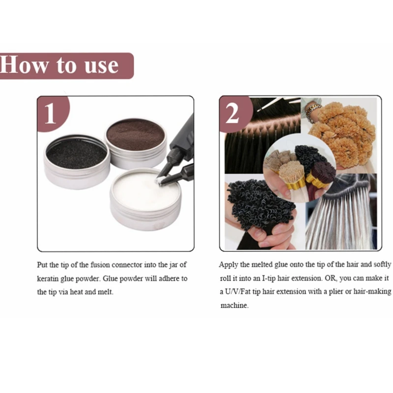 50g Keratin Glue Powder for Hair Extensions White Black Brown Strong Italian Keratin Glue Hot Melting for Hair Extension Apply