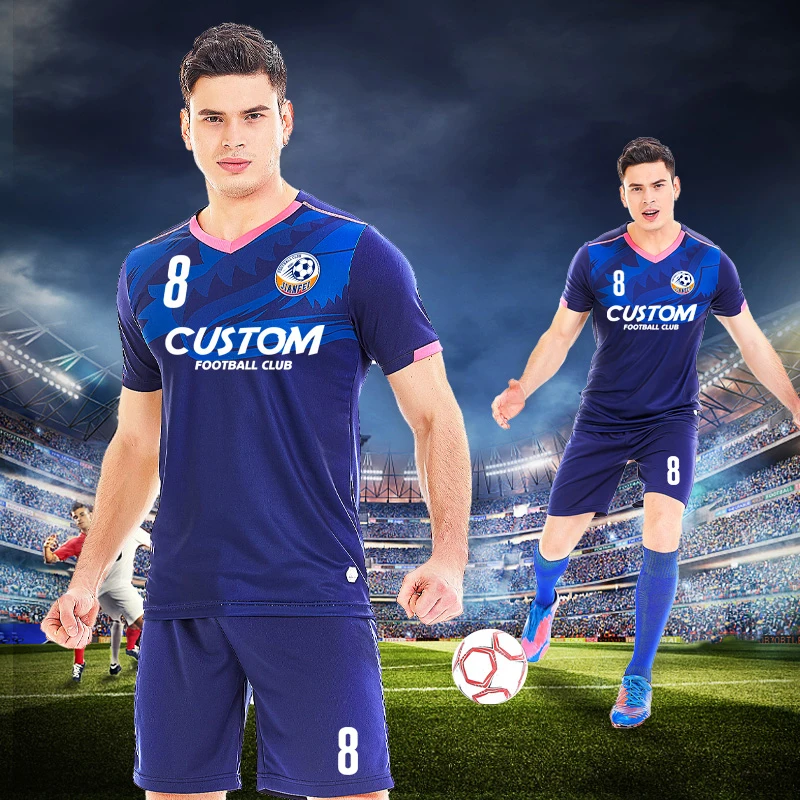 Cheap Adults Soccer Uniforms Polyester Soccer Jerseys Breathable Football Jersey Sets For Men 2002