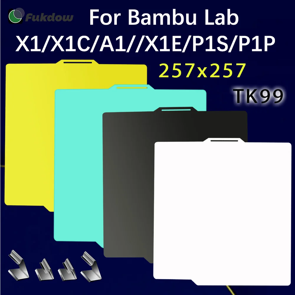 Bambu Lab 빌드 플레이트용 부드러운 PEI 교체용 슈퍼 접착 TK99 PEI, 257x257 고온 저항 Bamblab P1s X1c 용, 신제품