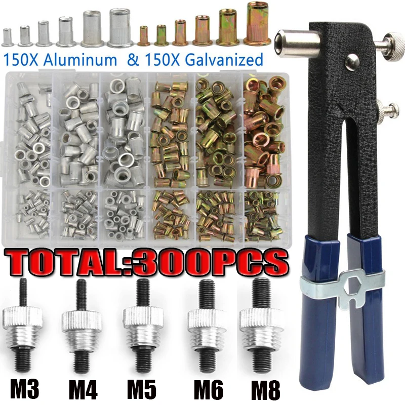 150/300pcs Rivet Nuts Gun Mandrel Kit M3/M4/M5/M6/M8 or Nut Rivet