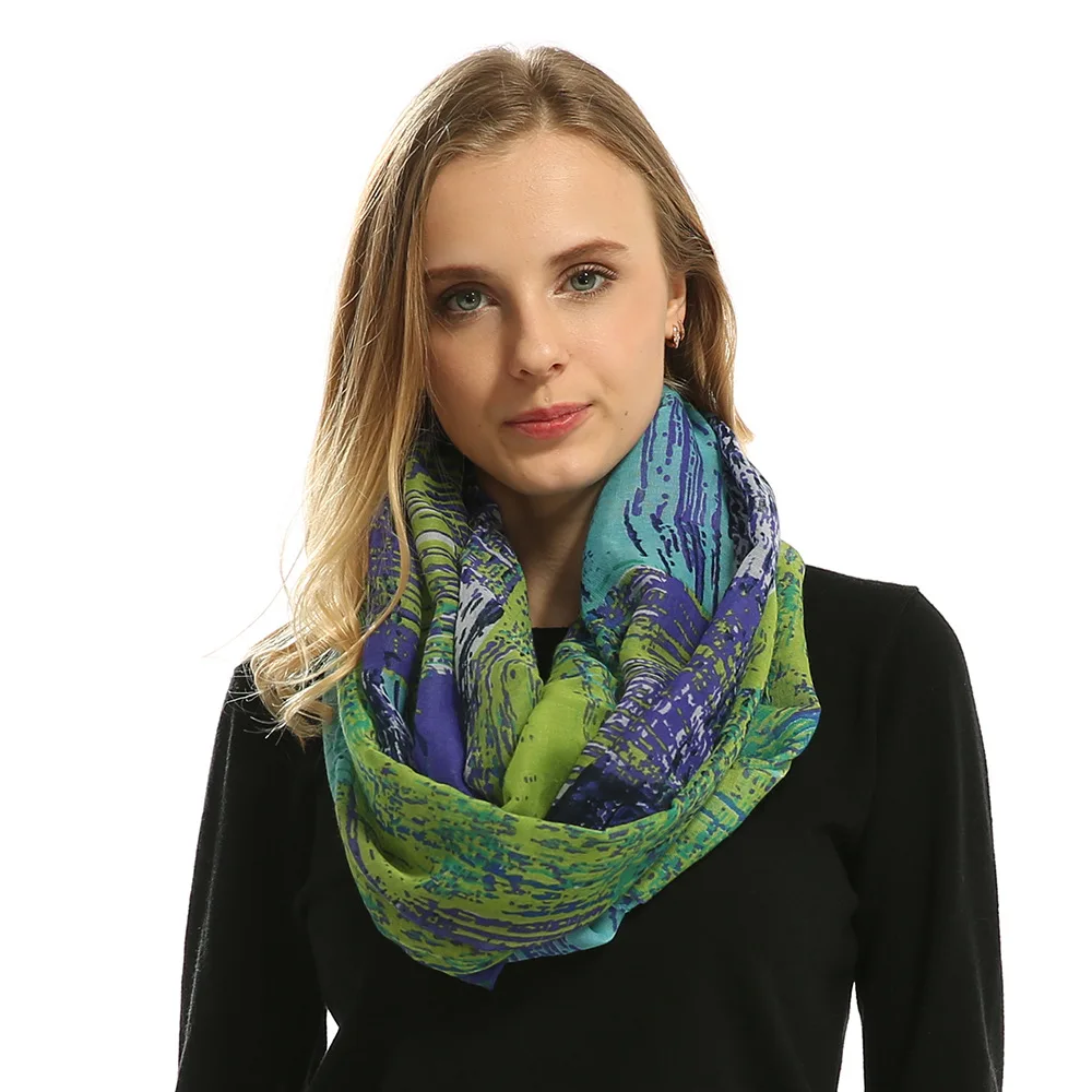 Fashion Women Cotton Print Infinity Scarf Warm Soft Ring Scarves Circle Loop Foulard Femme Snood Neck Wrap Shawl 2