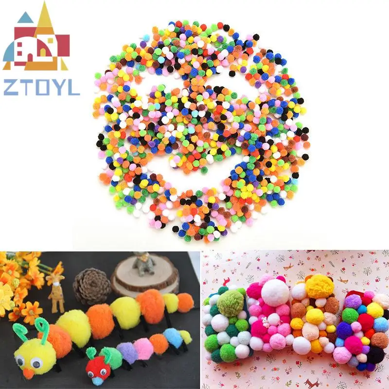 1000 Pcs Assorted 10 mm pompom Fluffy Plush cloth Craft DIY Soft Ball Stuffed Toys