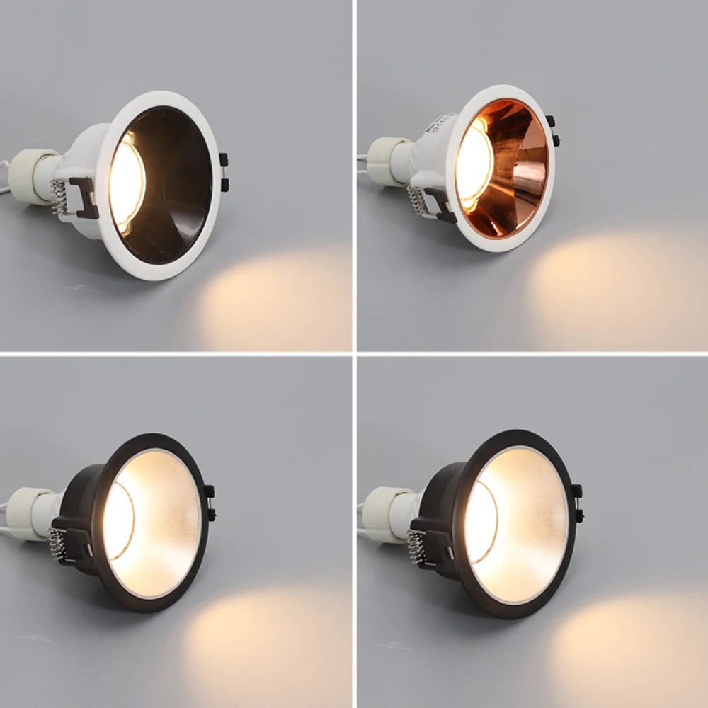 

White+Gold LED Aluminum Downlights Frame Round Fixture Holders No-adjustable Cutout 75mm for MR16 GU10 Bulb(Without Bulb)