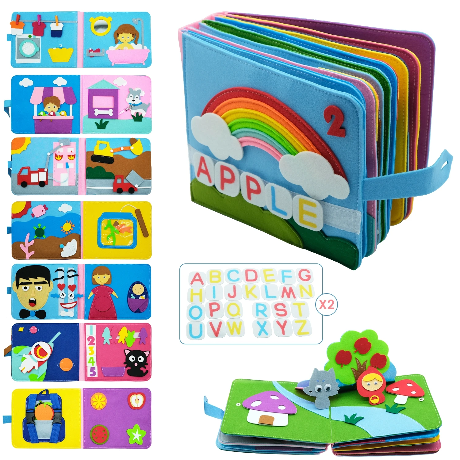 Quiet Book Busy Board,Livre en feutre 3D Montessori Toy Activity Boards  Livres de bébé Soft Books Livre en tissu souple 1, 2 à 3 ans - Cdiscount  Jeux - Jouets