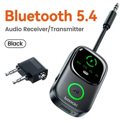 Toocki Wireless Bluetooth 5.4 Audio Transmitter & Receiver: 2 - in - 1 Dual Device Adapter with 3.5mm AUX Connection (Black)
