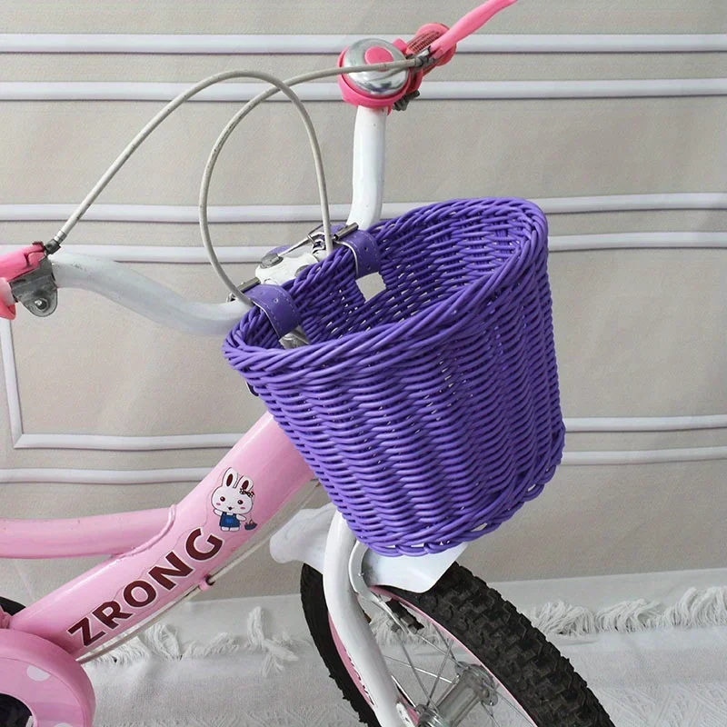 Imitation Rattan Plastic Bicycle Basket, Bicycle Miscellaneous Storage Basket, Bicycle Front Basket  Bicycle Accessories