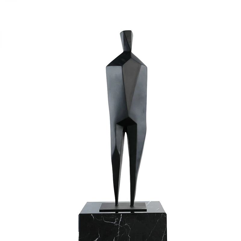 

Modern Minimalist Black Abstract Figure Sculpture Floor Ornaments Hallway Hotel Lobby Living Room Soft Decoration Home Ornament