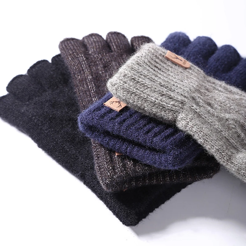 

1Pair Alpaca Wool Knitted Thick Thermal Half Finger Gloves Women Men Winter Outdoor Driving Fingerless Glove Touchscreen Mittens