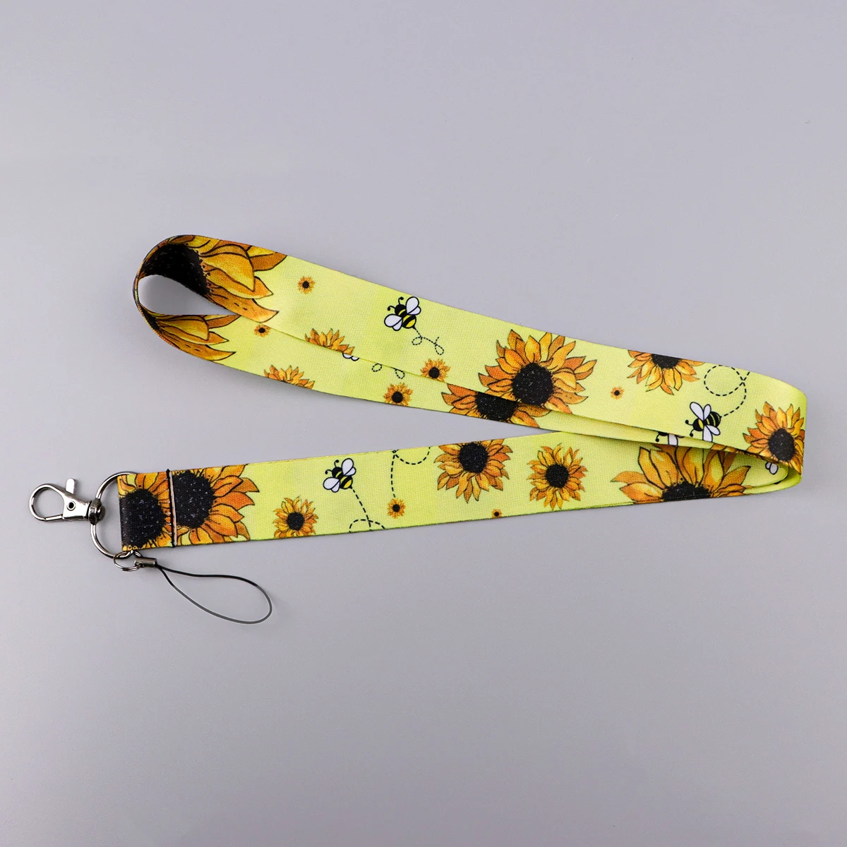 Kawaii Katzen- und Tier-Cartoon-Schlüsselband mit Ausweishalter, Sonnenblumen-Halsband für Schlüssel, Buskarten und Studenten-Zubehör – Detail 5