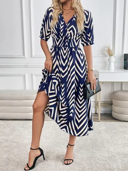 Elegant Directed Large Swing Geometric Pattern Dress Women's Fashion Casual Skirt 1