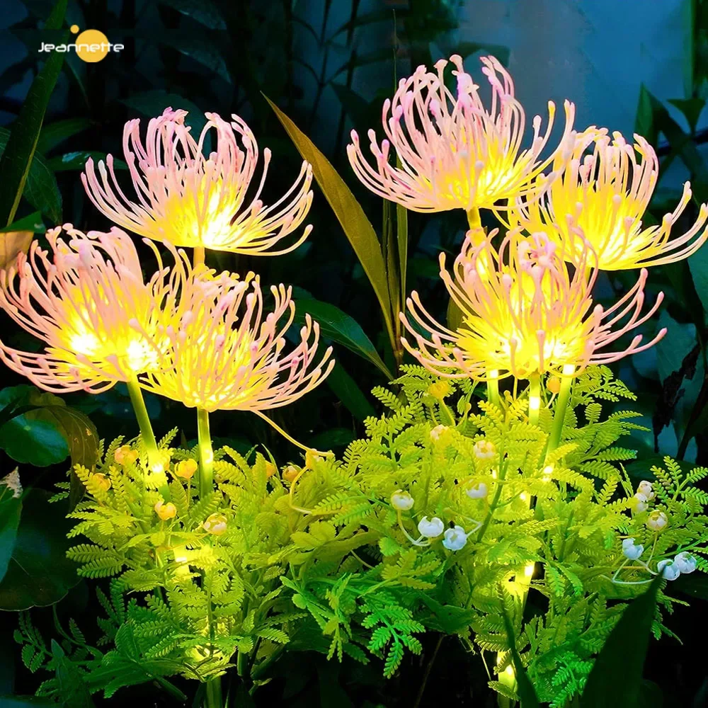 Solar Garden Lights Solar Flowers Lights with Glowing Flowers & Stems Solar Outdoor LED Light for Garden Pathway Deck Yard Decor artificial flowers bundle with stems