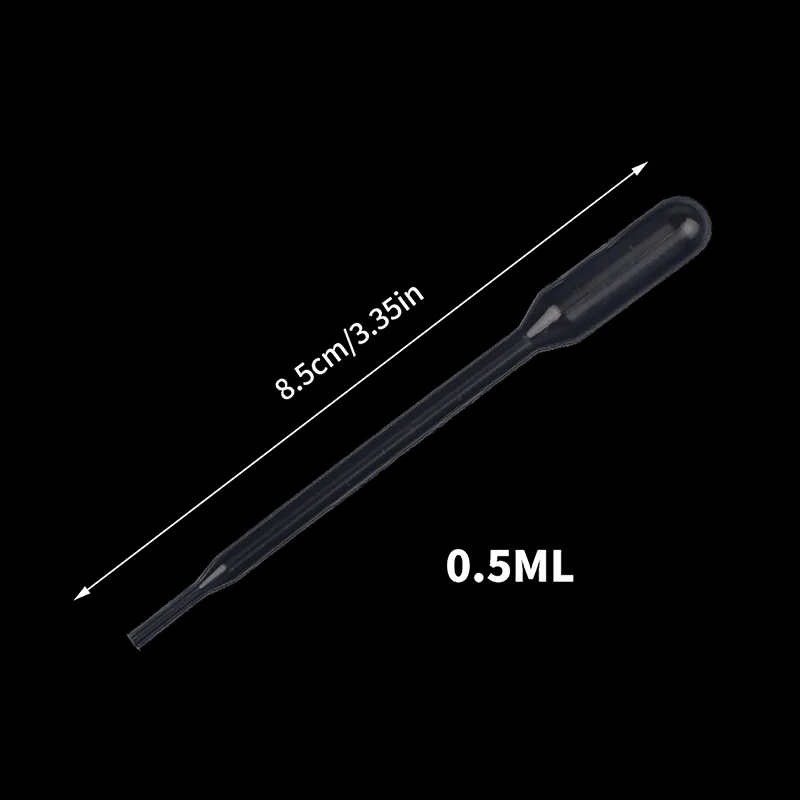 100개 0.5ML 플라스틱 일회용 피펫 실리콘 몰드 UV 에폭시 수지 보석 제작용 스퀴즈 트랜스퍼 피펫 드로퍼