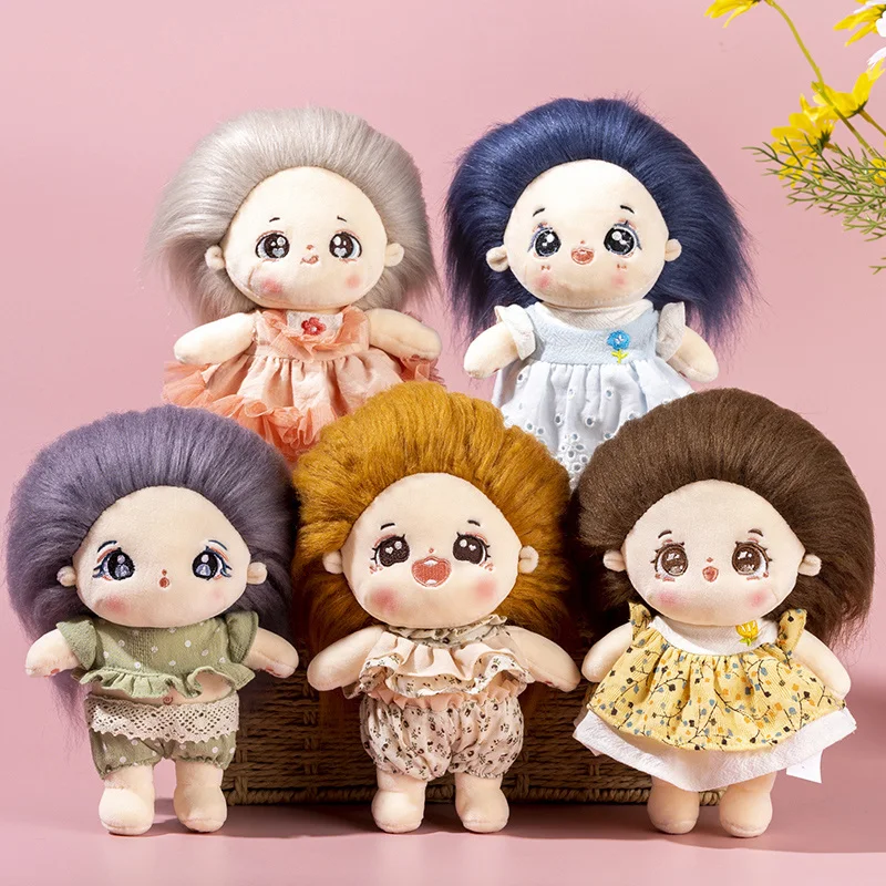 20cm Kawaii Plush Cotton Doll Idol Stuffed Super Star Figure Toys Cute Long Hair Floral Skirts Girls Dolls Can Change Clothes музыкальная станция kidi super star