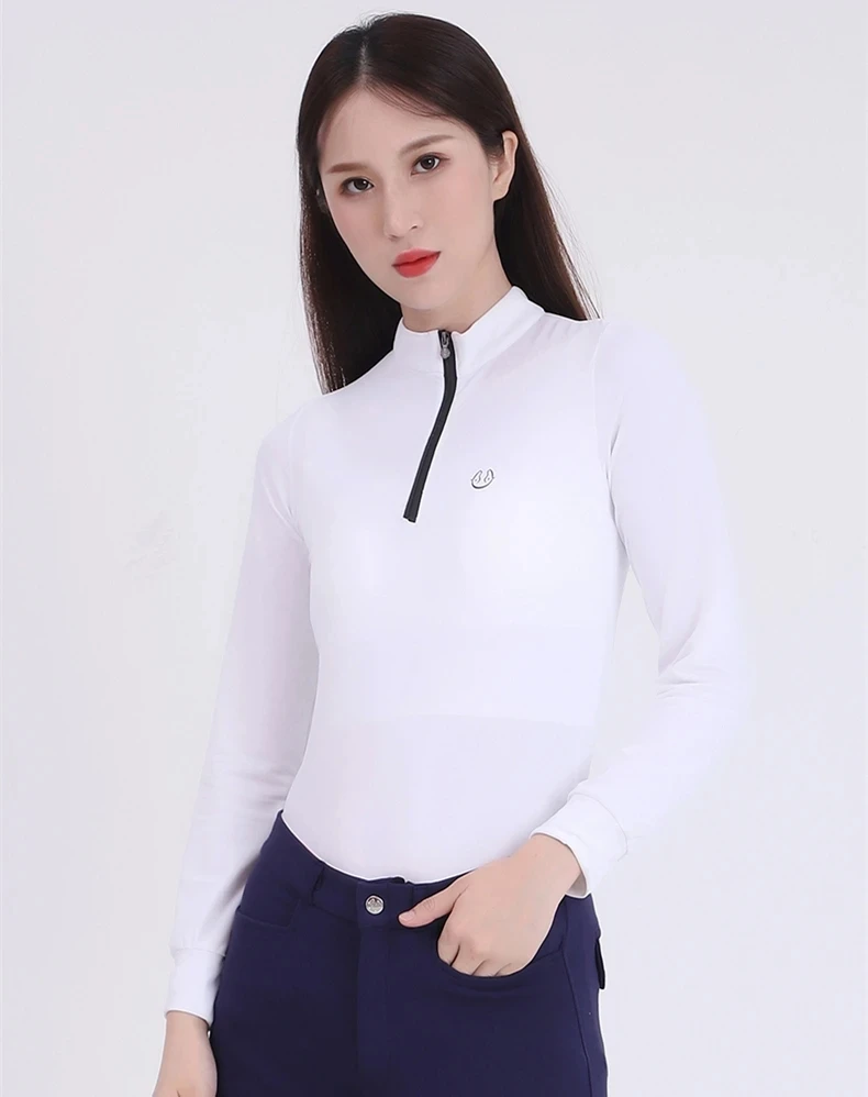 2024 Horse Riding Clothes Long Sleeve Horse Back Rider Competition Top Tees Equipment Equestrian Cotton Polo Shirts 6