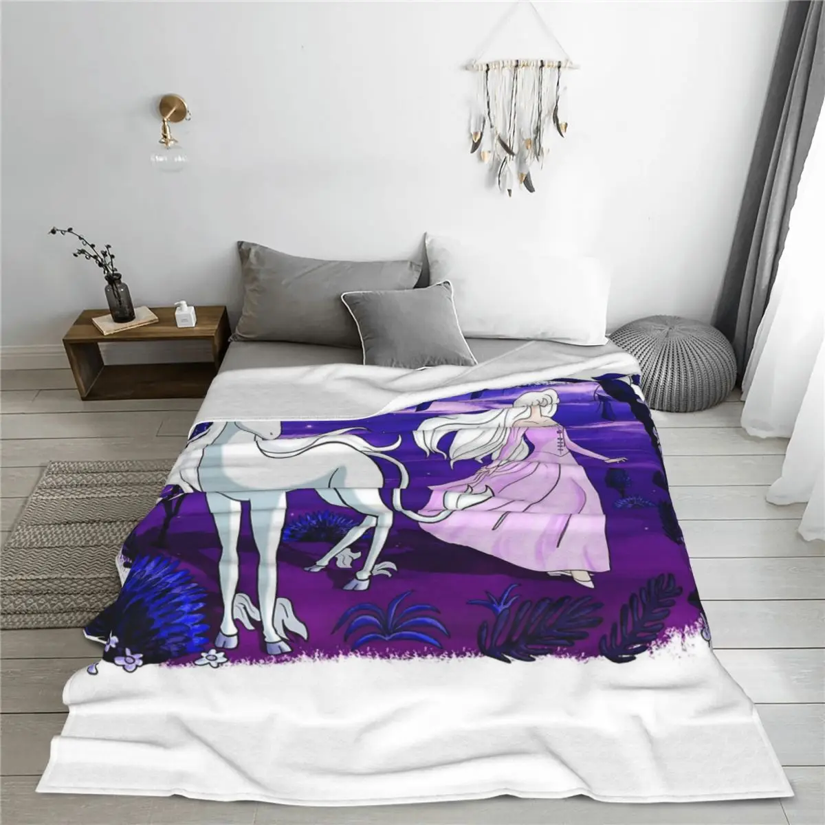 The Last Unicorn Lady Amalthea Blankets Flannel Super Soft Sofa Throw Blankets For Home Bedroom Travel Throws Bedspread Quilt 4