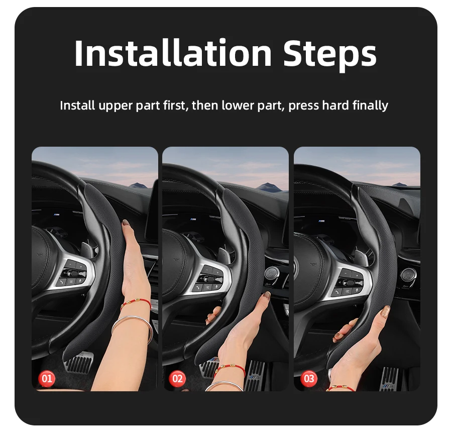 Geeignet für Infiniti, atmungsaktiver Loch-Leder-Lenkradbezug, segmentiertes Schnellverschluss-Design, rutschfest und langlebig, Q50 G37 Fx35 G35 Q45 Qx50 Qx60 Qx70 Ex25 Q30 Qx80 Q60 Q70 Q80 Q35 Q50L Qx55 – Detail 15
