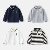 Polos à manches longues pour garçons, 100 coton, vêtements de printemps et d'automne pour enfants, Boutique d'ours mignon, Polo pour tout-petits de 1 à 2 3 4 5 6 ans 1