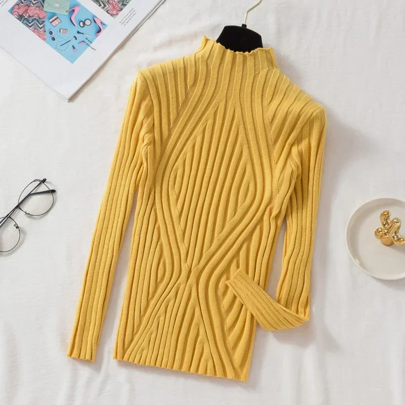 New Autumn and Winter Fashion Women's Clothing Semi-turtleneck Long-sleeved Sweater Elegant Solid Color Women's Knitwear Jumper