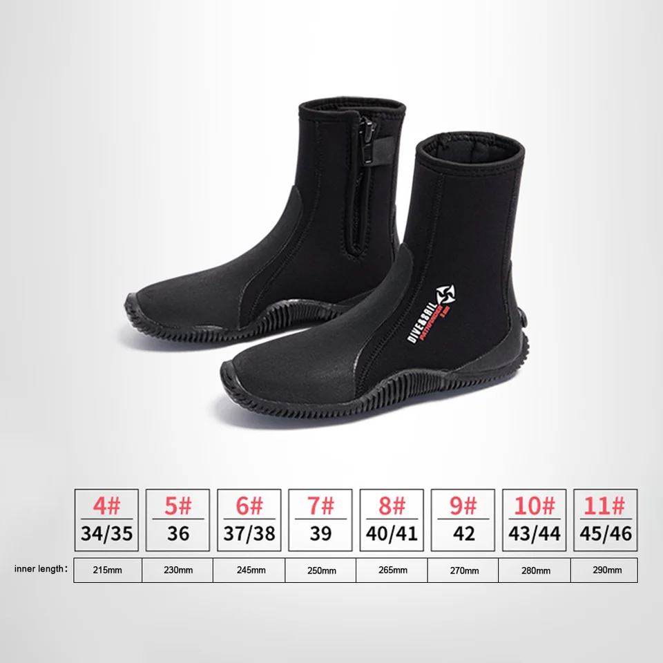 Bottes De Plongée En Néoprène 5 Mm - Semelle Antidérapante Épaisse 5 Cm - Protection Orteils - Taille 40-41