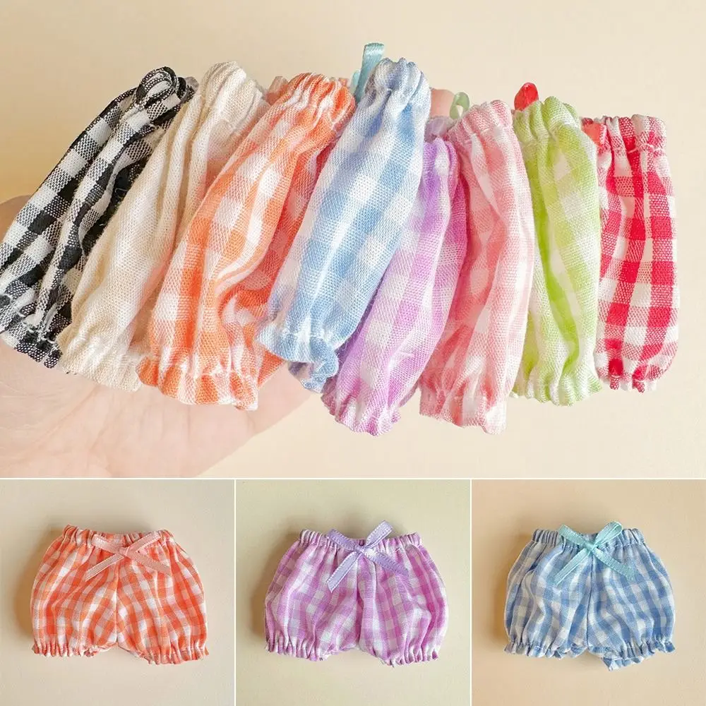 New Fashion Cotton Clothes Elastic Plaid Cute Cotton Trousers Mini Multi-Colors Casual Wears Pants for 10~15cm Cotton