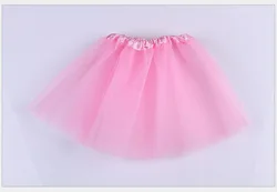 Children's Princess Tulle Ballet Dancewear Tutu Skirt - 3-Layer Elastic Mini Skirt for Birthday Parties & Dance (Pink)