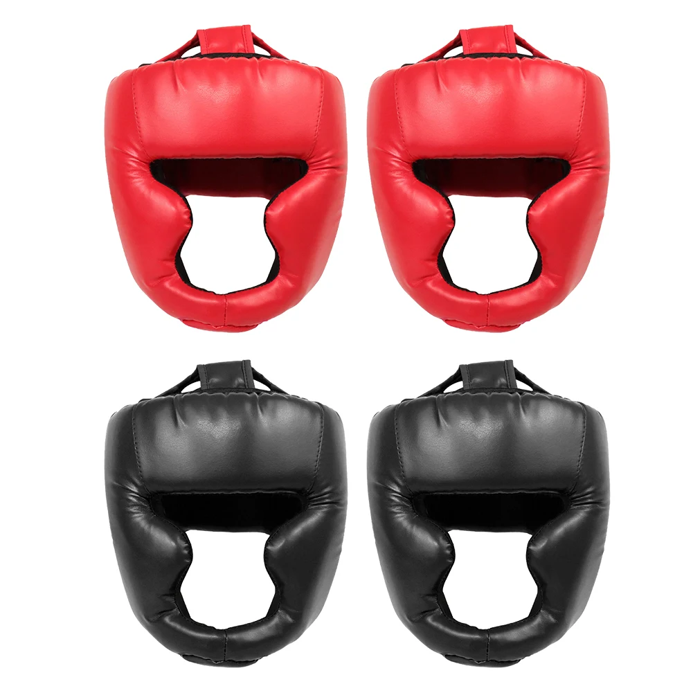 Full-Covered Thickened Boxing Headgear PU Leather Karate Muay Thai Training Head Protector Taekwondo Head Guard for Adult Kids