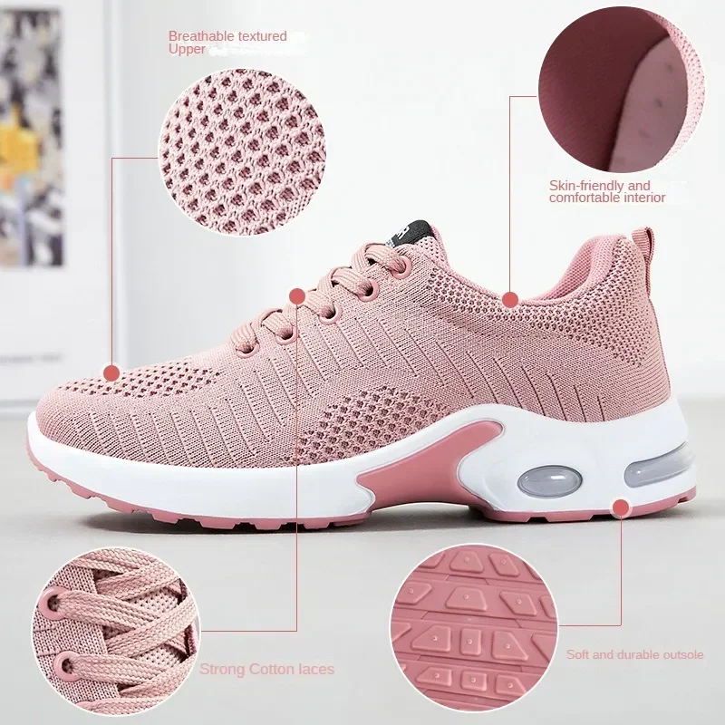 Women's Sports Shoes Spring And Autumn New Mesh Front Strap Comfortable Air Cushion Lightweight Running Shoes Casual Women's Sho 3