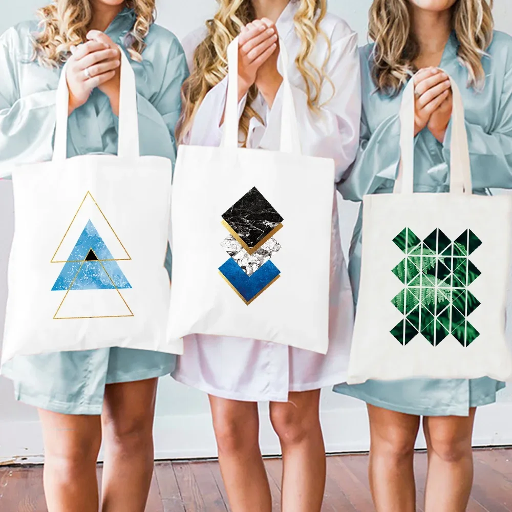 

Shoulder Bag Reusable Shopping Bag Casual Canvas Tote Bag Portable Handbags Shape Printing Series Shopper Sundries Bags
