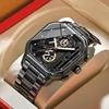 Fashion Casual Business Men Quartz Watch High-end Auto Date Big Square Dial Stainless Steel Band Watches For Man Gifts 3