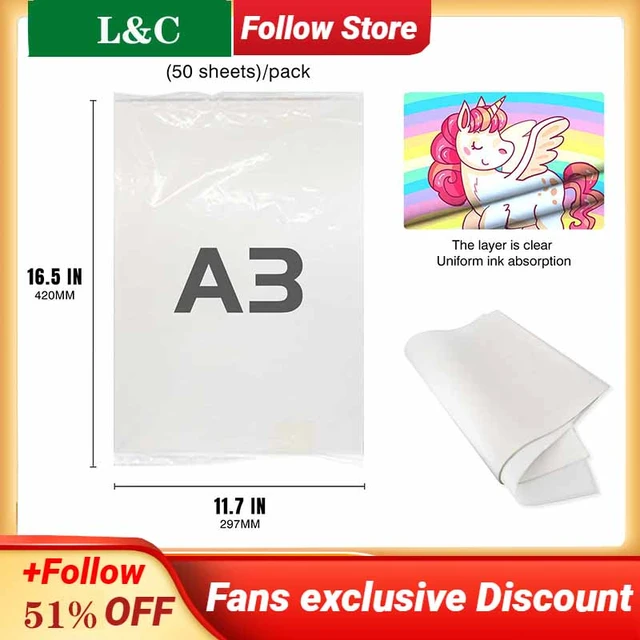 100 Sheets Dtf Film A3 Size Inkjet Printing Film 75u Thickness Transparent  Double Sided Heat Transfer Paper For Inkjet Printer - AliExpress