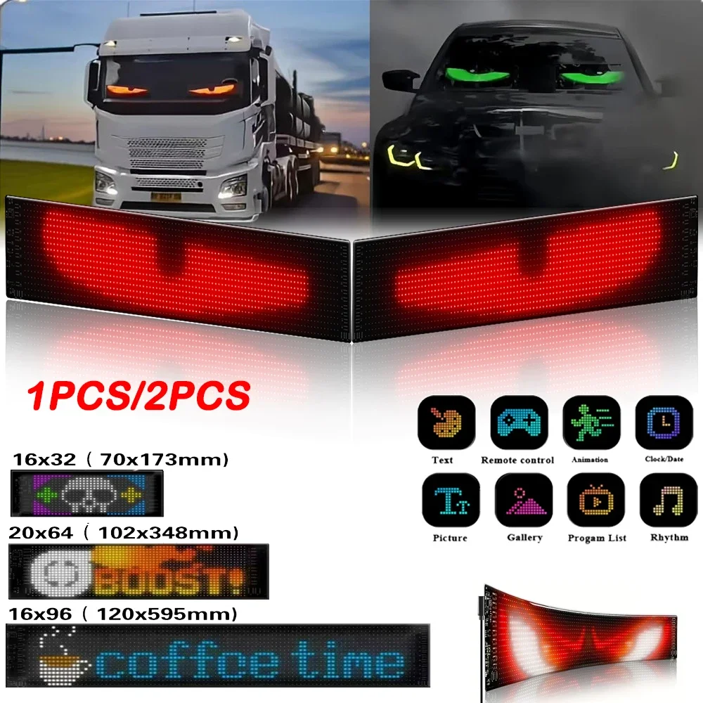 LED Car Lights Demon Eyes Car Soft Screen LED Pixel Panel Light DIY Programmable Flexible Decoraive Light for Car Truck Board Windshield