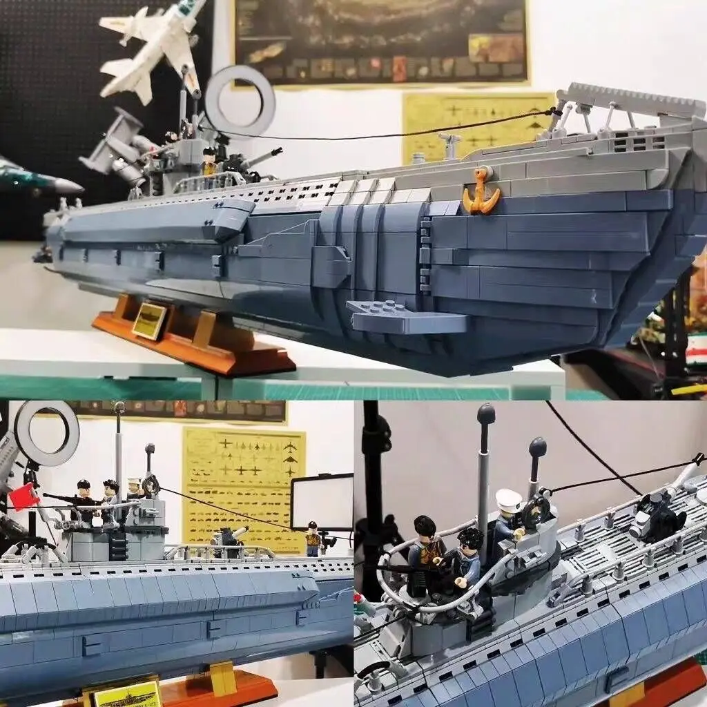 628011 군사 군함 육군 빌딩 블록, 해군 전략 핵 잠수함 모델, WW2 무기 선박 장난감, 소년 선물, 6172 개