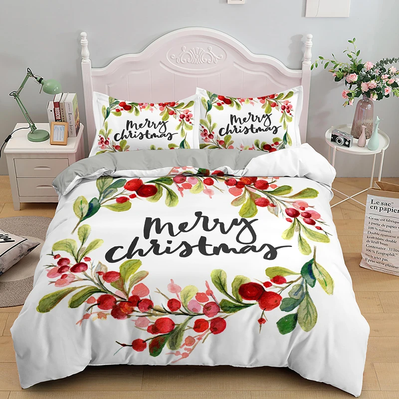 

Merry Christmas Bedding Set For Kids Adult Gifts Bed Sets Single Double Queen King Duvet Cover With Pillowcase Bedclothes