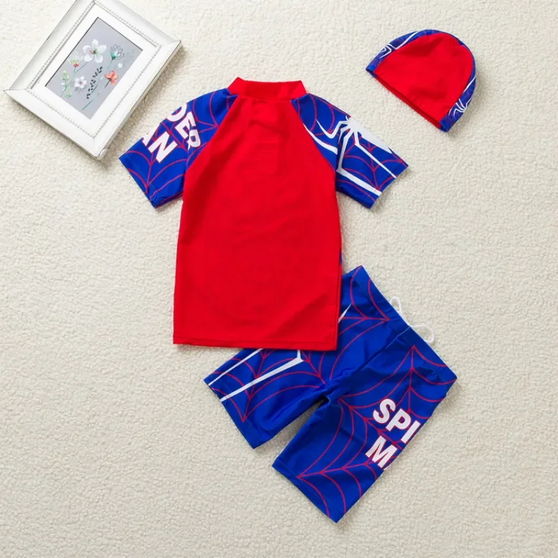 Baby Boys Swimwear Spiderman Avengers Captain America Print 3 Pcs Set Float Bathing Children Surfing Suit Kid Cartoon Beach Wear