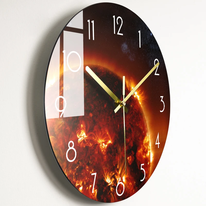 Glass Wall Clock Silent Watch Wall Clocks Color:BL015;Sheet Size:12 inch