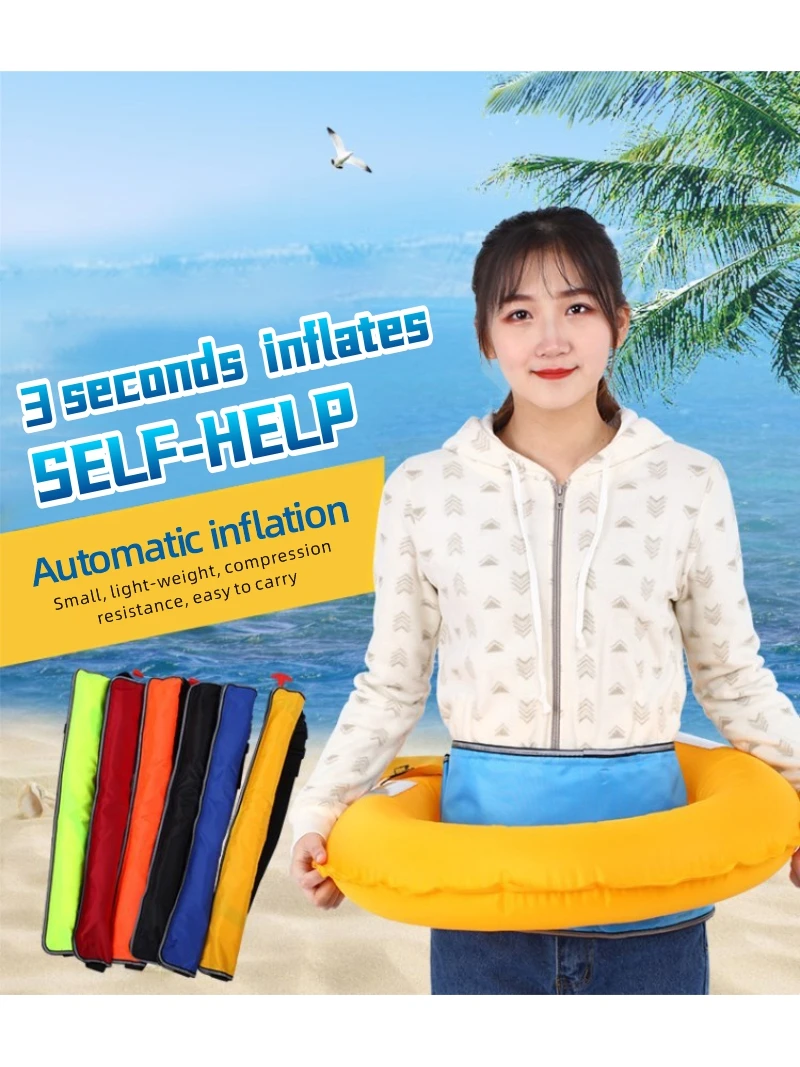 Description Picture 2 of itemProfessional Fishing Vest Inflatable Life Jacket Belt 100N Approved Buoys PFD Raft Swim Safeti Vest Jet Ski Boat Boating