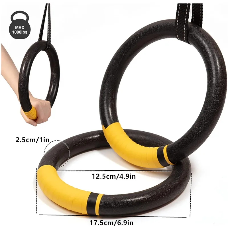 Gymnastic Rings 1Pair 1000lbs Capacity 1/2M Adjustable Buckle Straps Pull Up Exercise Rings Non-Slip for Home Fitness gymnastic rings
